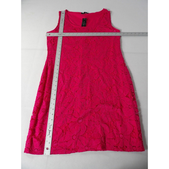 Tiana B Dress Large Pink Sundress Eyelet Bright Lined Crochet Boho Coquette NWT - Picture 10 of 14
